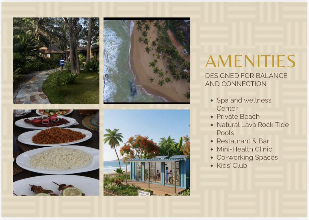 KoSa Palms amenities — spa wellness centre, private beach, tide pools and communal grounds, Ampenyi-Elmina Cape Coast Ghana