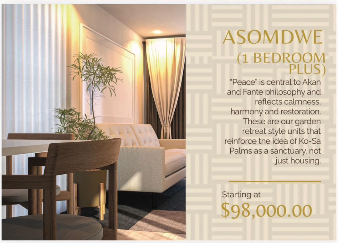 KoSa Palms ASOMDWE — 1 bedroom plus garden retreat residence interior, Cape Coast Ghana